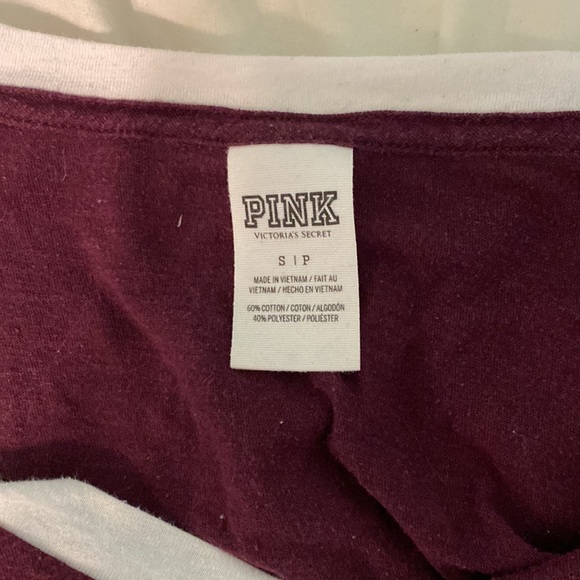 PINK Burgundy and White Long Sleeve Top - Picture 3 of 3